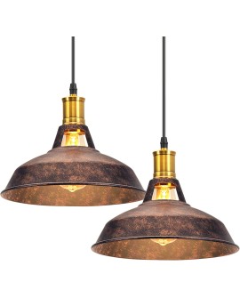 iDEGU Lot de 2 Suspension Luminaire Industrielle, 27CM Rétro Lustre Plafonnier en Métal E27 Éclairage de Plafond Vintage Lampe