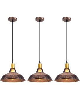 iDEGU Lot de 2 Suspension Luminaire Industrielle, 27CM Rétro Lustre Plafonnier en Métal E27 Éclairage de Plafond Vintage Lampe