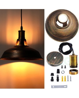 iDEGU Lot de 2 Suspension Luminaire Industrielle, 27CM Rétro Lustre Plafonnier en Métal E27 Éclairage de Plafond Vintage Lampe