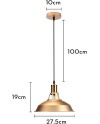 iDEGU Lot de 2 Suspension Luminaire Industrielle, 27CM Rétro Lustre Plafonnier en Métal E27 Éclairage de Plafond Vintage Lampe