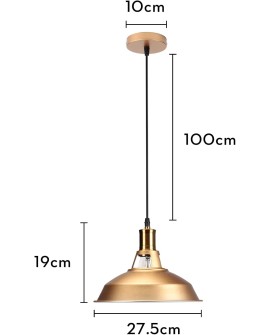 iDEGU Lot de 2 Suspension Luminaire Industrielle, 27CM Rétro Lustre Plafonnier en Métal E27 Éclairage de Plafond Vintage Lampe