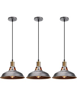 iDEGU Lot de 2 Suspension Luminaire Industrielle, 27CM Rétro Lustre Plafonnier en Métal E27 Éclairage de Plafond Vintage Lampe