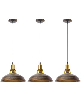 iDEGU Lot de 2 Suspension Luminaire Industrielle, 27CM Rétro Lustre Plafonnier en Métal E27 Éclairage de Plafond Vintage Lampe