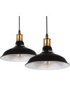 iDEGU Lot de 2 Suspension Luminaire Industrielle, 27CM Rétro Lustre Plafonnier en Métal E27 Éclairage de Plafond Vintage Lampe