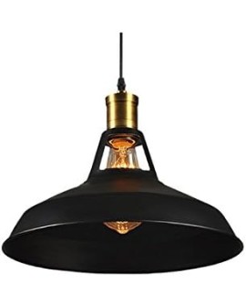 iDEGU Lot de 2 Suspension Luminaire Industrielle, 27CM Rétro Lustre Plafonnier en Métal E27 Éclairage de Plafond Vintage Lampe