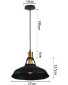 iDEGU Lot de 2 Suspension Luminaire Industrielle, 27CM Rétro Lustre Plafonnier en Métal E27 Éclairage de Plafond Vintage Lampe