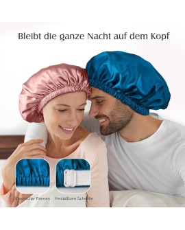 Umisleep Bonnet de Nuit en Soie 22 Momme - 100% Soie de mûrier - Double Bonnet en Soie pour Cheveux bouclés - Respirant et