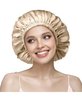 Umisleep Bonnet de Nuit en Soie 22 Momme - 100% Soie de mûrier - Double Bonnet en Soie pour Cheveux bouclés - Respirant et