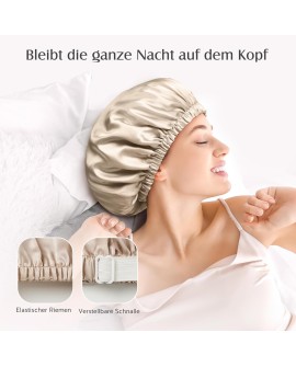 Umisleep Bonnet de Nuit en Soie 22 Momme - 100% Soie de mûrier - Double Bonnet en Soie pour Cheveux bouclés - Respirant et