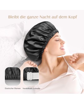 Umisleep Bonnet de Nuit en Soie 22 Momme - 100% Soie de mûrier - Double Bonnet en Soie pour Cheveux bouclés - Respirant et