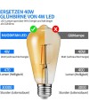 NUODIFAN Edison Vintage ampoules, lot de trois Edison LED lampes blanc chaud E27 Vintage ampoules sont idéales pour la nostalgie