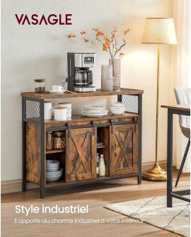 VASAGLE Buffet Cuisine, Meuble de Rangement, Commode, avec 2 Portes Coulissantes, 33 x 100 x 80 cm, Étagères Réglables, pour