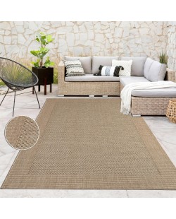 Paco Home Tapis Look Jute Indoor-Outdoor - Naturel & Noir, Robuste & Élégant, Idéal pour Terrasse & Salon, Dimension:160x230 cm,