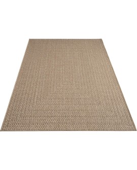 Paco Home Tapis Look Jute Indoor-Outdoor - Naturel & Noir, Robuste & Élégant, Idéal pour Terrasse & Salon, Dimension:160x230 cm,