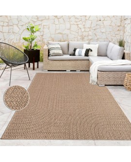 Paco Home Tapis Look Jute Indoor-Outdoor - Naturel & Noir, Robuste & Élégant, Idéal pour Terrasse & Salon, Dimension:160x230 cm,