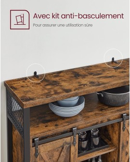 VASAGLE Buffet Cuisine, Meuble de Rangement, Commode, avec 2 Portes Coulissantes, 33 x 100 x 80 cm, Étagères Réglables, pour