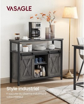 VASAGLE Buffet Cuisine, Meuble de Rangement, Commode, avec 2 Portes Coulissantes, 33 x 100 x 80 cm, Étagères Réglables, pour