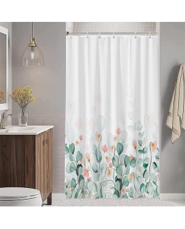 Rideau Douche Eucalyptus, Uiiooazy Rideau de Douche Feuilles Vert Plante Motif Rideau de Baignoire Anti Moisissure Imperméable