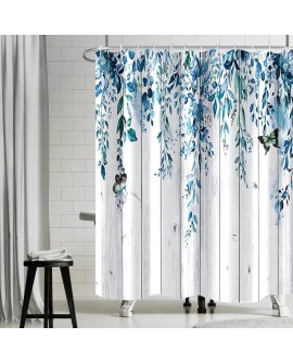 Rideau Douche Eucalyptus, Uiiooazy Rideau de Douche Feuilles Vert Plante Motif Rideau de Baignoire Anti Moisissure Imperméable