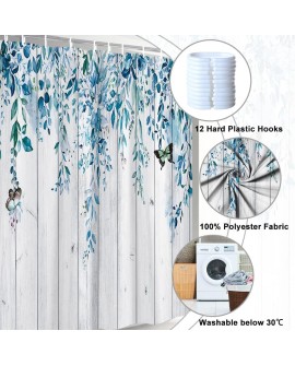 Rideau Douche Eucalyptus, Uiiooazy Rideau de Douche Feuilles Vert Plante Motif Rideau de Baignoire Anti Moisissure Imperméable