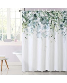 Rideau Douche Eucalyptus, Uiiooazy Rideau de Douche Feuilles Vert Plante Motif Rideau de Baignoire Anti Moisissure Imperméable