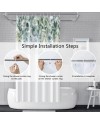 Rideau Douche Eucalyptus, Uiiooazy Rideau de Douche Feuilles Vert Plante Motif Rideau de Baignoire Anti Moisissure Imperméable