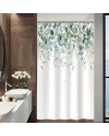 Rideau Douche Eucalyptus, Uiiooazy Rideau de Douche Feuilles Vert Plante Motif Rideau de Baignoire Anti Moisissure Imperméable