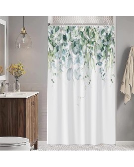 Rideau Douche Eucalyptus, Uiiooazy Rideau de Douche Feuilles Vert Plante Motif Rideau de Baignoire Anti Moisissure Imperméable