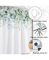 Rideau Douche Eucalyptus, Uiiooazy Rideau de Douche Feuilles Vert Plante Motif Rideau de Baignoire Anti Moisissure Imperméable