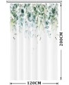 Rideau Douche Eucalyptus, Uiiooazy Rideau de Douche Feuilles Vert Plante Motif Rideau de Baignoire Anti Moisissure Imperméable