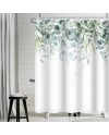 Rideau Douche Eucalyptus, Uiiooazy Rideau de Douche Feuilles Vert Plante Motif Rideau de Baignoire Anti Moisissure Imperméable