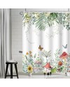 Rideau Douche Eucalyptus, Uiiooazy Rideau de Douche Feuilles Vert Plante Motif Rideau de Baignoire Anti Moisissure Imperméable