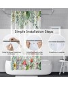 Rideau Douche Eucalyptus, Uiiooazy Rideau de Douche Feuilles Vert Plante Motif Rideau de Baignoire Anti Moisissure Imperméable