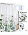 Rideau Douche Eucalyptus, Uiiooazy Rideau de Douche Feuilles Vert Plante Motif Rideau de Baignoire Anti Moisissure Imperméable