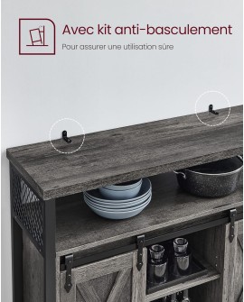 VASAGLE Buffet Cuisine, Meuble de Rangement, Commode, avec 2 Portes Coulissantes, 33 x 100 x 80 cm, Étagères Réglables, pour