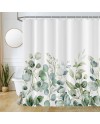 Rideau Douche Eucalyptus, Uiiooazy Rideau de Douche Feuilles Vert Plante Motif Rideau de Baignoire Anti Moisissure Imperméable