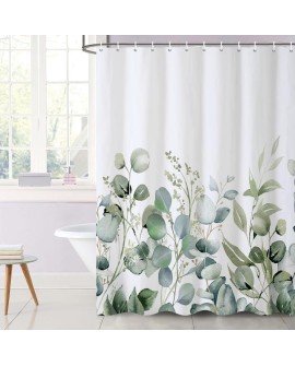 Rideau Douche Eucalyptus, Uiiooazy Rideau de Douche Feuilles Vert Plante Motif Rideau de Baignoire Anti Moisissure Imperméable