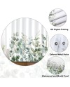 Rideau Douche Eucalyptus, Uiiooazy Rideau de Douche Feuilles Vert Plante Motif Rideau de Baignoire Anti Moisissure Imperméable