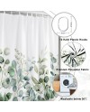 Rideau Douche Eucalyptus, Uiiooazy Rideau de Douche Feuilles Vert Plante Motif Rideau de Baignoire Anti Moisissure Imperméable