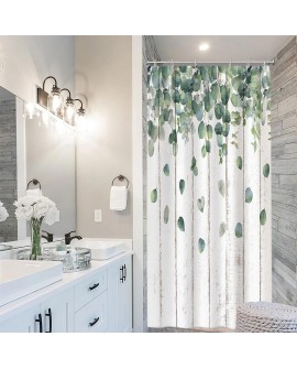 Rideau Douche Eucalyptus, Uiiooazy Rideau de Douche Feuilles Vert Plante Motif Rideau de Baignoire Anti Moisissure Imperméable