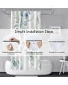 Rideau Douche Eucalyptus, Uiiooazy Rideau de Douche Feuilles Vert Plante Motif Rideau de Baignoire Anti Moisissure Imperméable