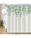 Rideau Douche Eucalyptus, Uiiooazy Rideau de Douche Feuilles Vert Plante Motif Rideau de Baignoire Anti Moisissure Imperméable