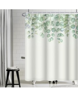 Rideau Douche Eucalyptus, Uiiooazy Rideau de Douche Feuilles Vert Plante Motif Rideau de Baignoire Anti Moisissure Imperméable