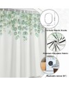 Rideau Douche Eucalyptus, Uiiooazy Rideau de Douche Feuilles Vert Plante Motif Rideau de Baignoire Anti Moisissure Imperméable