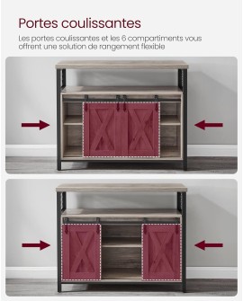 VASAGLE Buffet Cuisine, Meuble de Rangement, Commode, avec 2 Portes Coulissantes, 33 x 100 x 80 cm, Étagères Réglables, pour