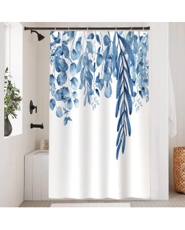 Rideau Douche Eucalyptus, Uiiooazy Rideau de Douche Feuilles Vert Plante Motif Rideau de Baignoire Anti Moisissure Imperméable