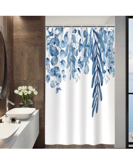 Rideau Douche Eucalyptus, Uiiooazy Rideau de Douche Feuilles Vert Plante Motif Rideau de Baignoire Anti Moisissure Imperméable