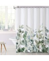 Rideau Douche Eucalyptus, Uiiooazy Rideau de Douche Feuilles Vert Plante Motif Rideau de Baignoire Anti Moisissure Imperméable