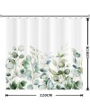 Rideau Douche Eucalyptus, Uiiooazy Rideau de Douche Feuilles Vert Plante Motif Rideau de Baignoire Anti Moisissure Imperméable