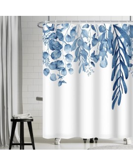 Rideau Douche Eucalyptus, Uiiooazy Rideau de Douche Feuilles Vert Plante Motif Rideau de Baignoire Anti Moisissure Imperméable